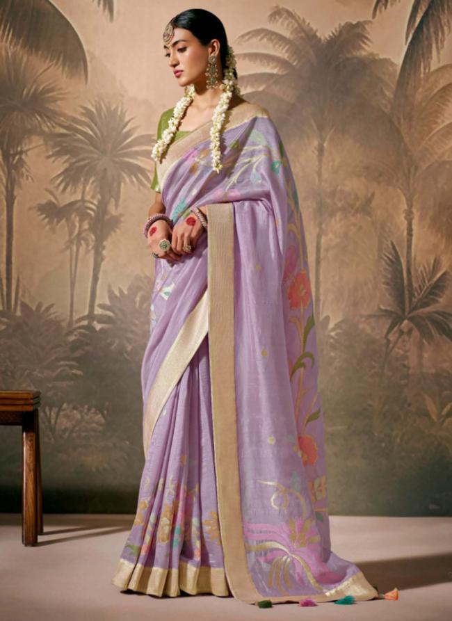 Munga Silk Purple Wedding Wear Weaving Saree